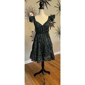 Hill House Lucia Dress Midnight Garden Vegetable Print Side Ties Short M